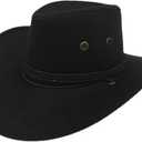 Men's Outback Faux Felt Wide Brim Western Cowboy Hat 4PCS