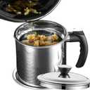 Stainless Steel Grease Containerwith Fine Mesh Strainerwith Lid and Easy-Grip Handlefor Kitchen Storing Frying Cooking Grease 1.3L