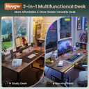 Huuger Computer Desk, 55 Inch Home Office Desk, Gaming Writing Work from Home Study Desk, Large Legroom, Sturdy Metal Frame, Modern Simple, Rustic Brown