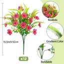 ATTGREAT Artificial Flowers for Outdoors UV Resistant Faux Plants Outside Fake Plastic Flower Bulk Realistic Artificial Fern Greenery for Garden Patio Planter Summer Home Decor, 12 Bundles (Rose Red)