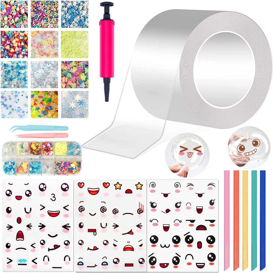 YIXIPAZH Nano Tape Bubble kit for Kids Balloons Nano Tape bubbls kit Squishy Kits bloonies Plastic Bubbles White Balloons Bulk Bubbles for Kids