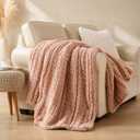 Chunky Knit Throw Blanket for Couch, Hand Made Chenille Throw Blanket, Super Soft Warm Cozy Pink Blanket for Bed, Sofa, Living Room, 50"x60"