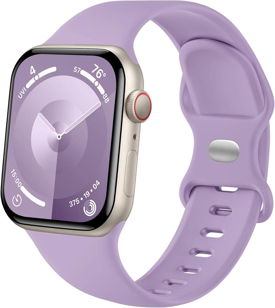 Sport Band Compatible with Apple Watch Band 44mm 45mm 46mm 40mm 42mm 38mm 41mm 49mm, Soft Silicone Waterproof Replacement Strap for iWatch Watch Series 11 10 9 8 7 6 5 4 3 2 1 SE Ultra Women Men (Lavender)