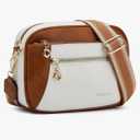 Crossbody Purse for Women Small Crossbody Bags Trendy Vegan Leather with Adjustable Shoulder Straps Gift for Mother Wife Mom, Beige with Brown