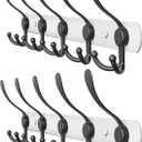 Coat Rack Wall Mount with 5 Tri Hooks, Stainless Steel 16 Inch White & Black Matte Finish, Heavy Duty Wall Mounted Hook Rack for Coats, Hats, Towels, Scarfs, Robes, Bags, Entryway & Bathroom, 2 Pack