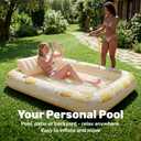 SLOOSH Inflatable Tanning Pool Lounger Float, 85" x 57" Extra Large Pool Floats Adult with Pillow, 4 in 1 Suntan Tub Raft Floatie,Sunbathing Bed Lounge for Water Blow Up Ball Pit, XL-Golden White