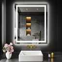 LOAAO 28X36 LED Bathroom Mirror with Lights, Anti-Fog, Dimmable, Backlit + Front Lit, Lighted Bathroom Vanity Mirror for Wall, Memory Function, Tempered Glass, Safe to Use, ETL Listed