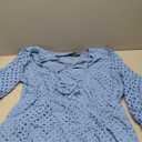 ZESICA Women's Long Sleeve Mini Dress 2025 Fall Crewneck Tie Front Hollow Out Eyelet Babydoll A Line Short Dresses XL