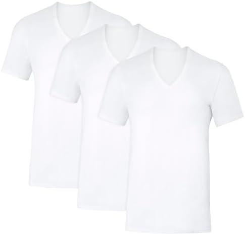 Hanes Mens Sweat Block Undershirt, Underarm Sweat Blocking Tee, White V-Neck T-Shirt, 3-Pack S