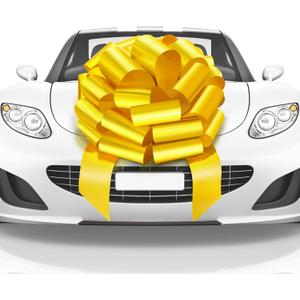 Big Car Bow (Yellow, 23 inch) Giant Gift Bows, Big Bow for Car, Big Yellow Bow, Large Car Bow, Big Gift Bow, Car Pull Bow, Huge Car Bows, Car Ribbon Bows with 26 Loops and 4 Stickers
