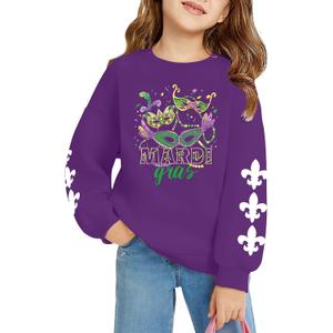New Orleans Sweatshirts Kids Boys Girls Fat Tuesday Carnival Shirt New Orleans Long Sleeve Pullover Tops 6-12 Years (Purple)