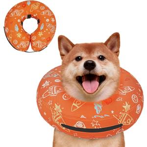 Inflatable Dog Cone Collar for After Surgery, Dog Donut Collar After Surgery, Soft Pet Cone for Small Medium Large Dogs to Stop Licking (L(Neck 12"-16"), Without Shield - Orange)