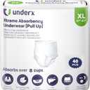 UnderX Adult Disposable Incontinence Underwear Maximum Absorbency Pull Ups, Overnight Leak Protection, 8 Cup Absorption, Soft Latex-Free, Odor Control, Easy Removal, X-Large, 40 Count