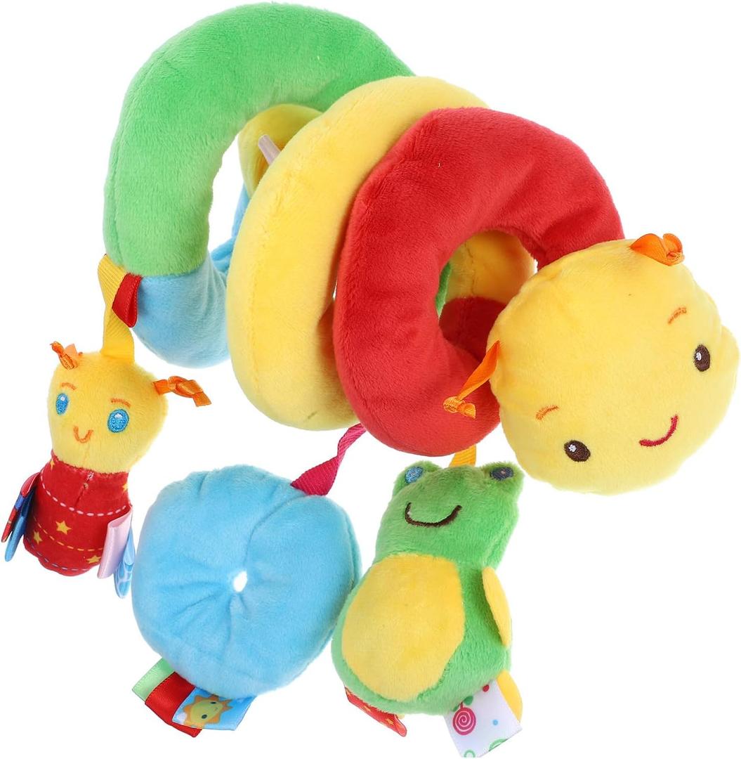 Car Seat Toys, Mobile Bed Surround Rattle Cartoon Insect Baby Stroller Hanging Plush Wrapped Spiral Plush Toys for Crib Stroller Car Seat Bar