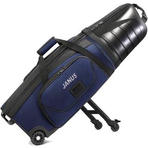 JANUS Golf Travel Bag Hard Case with Support Frame for Hands-Free 360 Spinner Wheels, Travel Bag for Airlines, ABS Hard Shell, Easy to Fold, Hand-Carry Option (Blue)