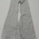 OQQ Women's Flared Pants Ribbed Fold Over Kick Ruched Stretch High Waist Casual Wide Leg Heather Grey M
