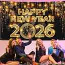 KatchOn, XtraLarge Happy New Year Banner - 72x44 Inch | New Year Backdrop 2026 | New Years Decorations 2026 | NYE Eve Banner For NYE Decorations 2026 | New Years Eve Party Supplies 2026
