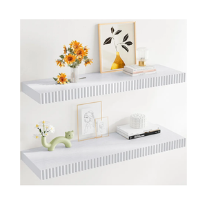 24" Floating Shelves for Wall, Wall Mounted Wood Shelves for Bathroom, Bedroom, Living Room, Kitchen, Hanging Shelf with Invisible Brackets for Storage,Books,Home Decor (White,Set of 2)