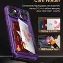 Vihibii for iPhone 15/14/13 Wallet Case, Built-in Card Holder (4 Cards), RFID Blocking & Slide Camera Cover, Military Grade Drop Protection, Rugged Hard Phone Case, Dark Purple