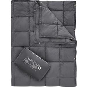 KingCamp Ultralight Camping Blanket, Packable Down Alternative Puffy Wearable Blankets Weatherproof Warm Package Quilt with Snap Buttons for Outdoor Hiking Travel Picnic Stadium (69" x 53", CHARCOAL)