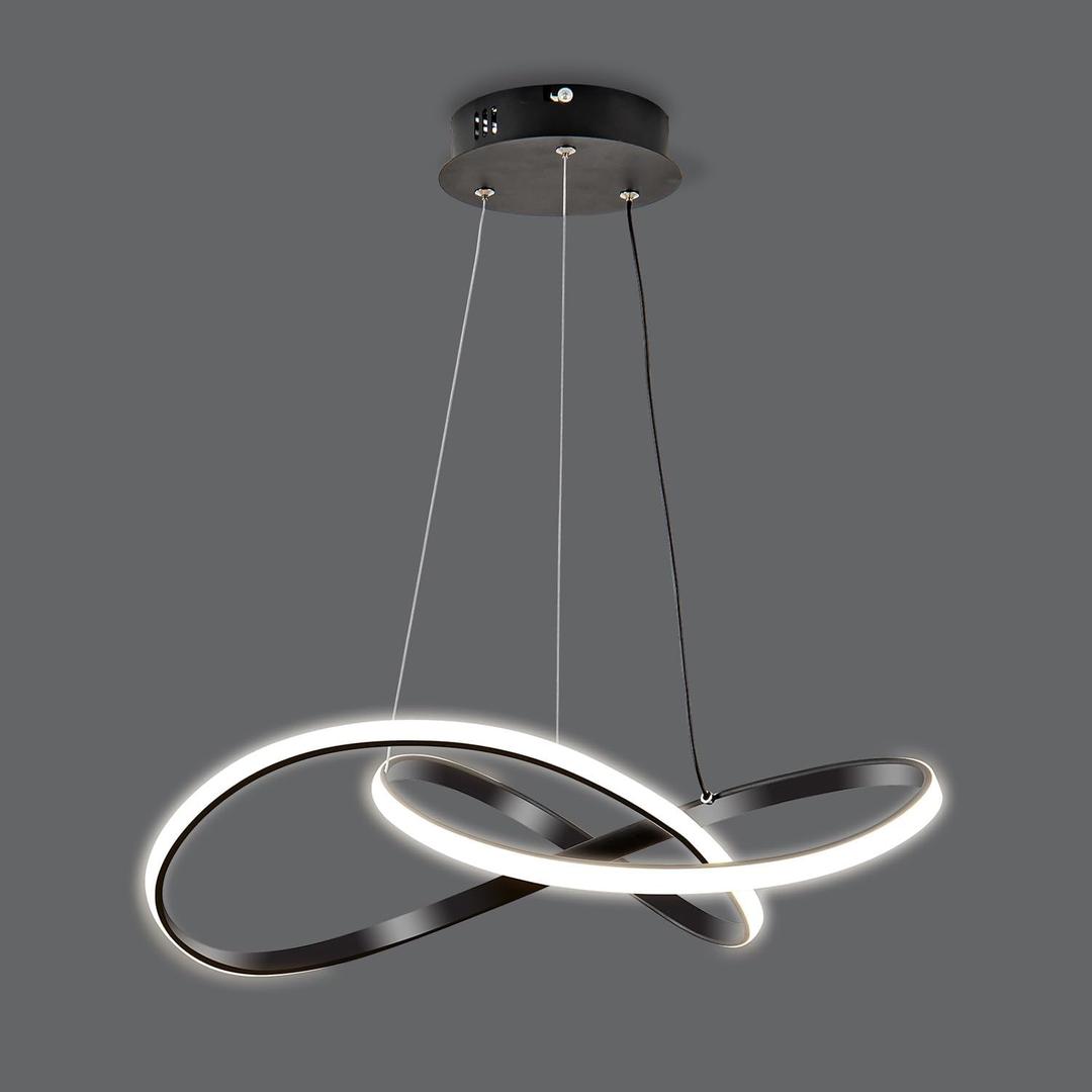 Modern LED Pendant Light FixtureBlack Contemporary Ceiling Hanging Fixture with Irregular Ring Lights for Dining Living Room Bedroom Kitchen Island Cafe4000KNeutral Light