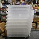 QUANTUM STORAGE SYSTEMS K-QUS240CL-3 8-Pack Stack and Hang Plastic Bin Storage Containers, 10*5*3.5, Clear