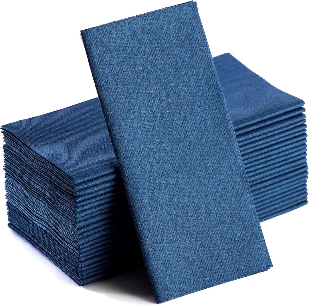 50 Pack Navy Napkins | Linen Feel Disposable Cloth Like Paper Dinner Napkins | Hand Towels | Soft, Absorbent, Paper Hand Towels for Bathroom,Kitchen,Parties,Weddings or Events