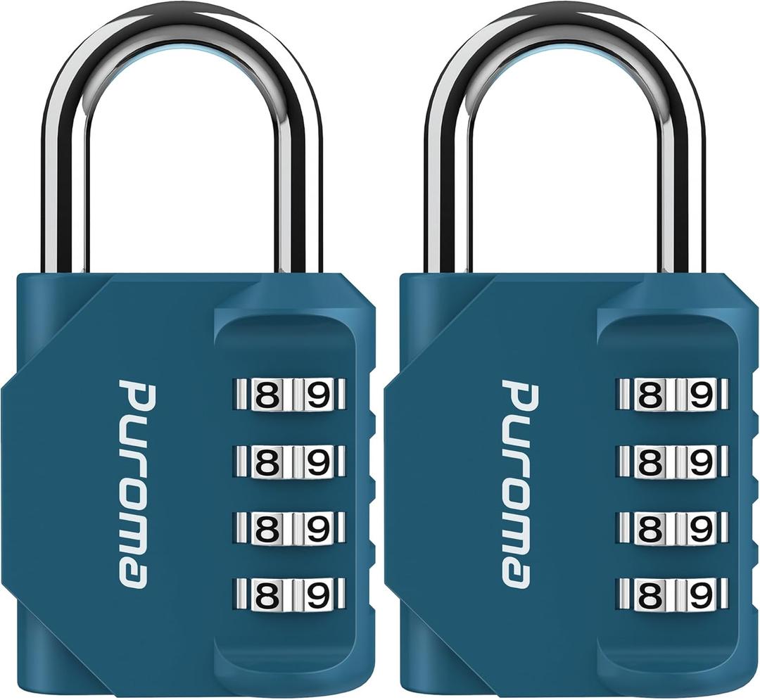 Puroma 2 Pack Combination Lock for Locker 4 Digit Outdoor Waterproof Padlock for School, Gym, Sports, Fence, Toolbox, Gate, Case, Outdoor, Hasp Storage, Cabinets (Dark Green) (Peacock Blue)