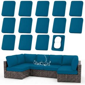hyha Waterproof Outdoor Cushion Covers, Stretch Patio Slipcovers | UV Resistant Coating, Stretch Fabric, Waterproof Protection, Replacement Covers, Fits Patio Furniture Cushions (14 Pieces)