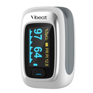 Vibeat Fingertip Pulse Oximeter, Blood Oxygen Saturation Monitor| O2 Meter, Portable SPO2 & Pulse Rate Monitor, Batteries and Lanyard Included (White) Vibeat Fingertip Pulse Oximeter, Blood Oxygen Saturation Monitor| O2 Meter, Portable SPO2 & Pulse Rate Monitor, Batteries and Lanyard Included (White)