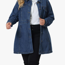 Agnes Orinda Plus Size Denim Jacket for Women Buttons Long Sleeve Jean Jackets 1XL