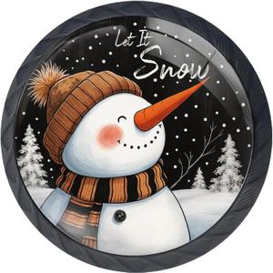 4 Pack Let It Snow Snowman Kitchen Cabinet Knobs Round Drawer Pulls Dresser Cupboard Door Handles