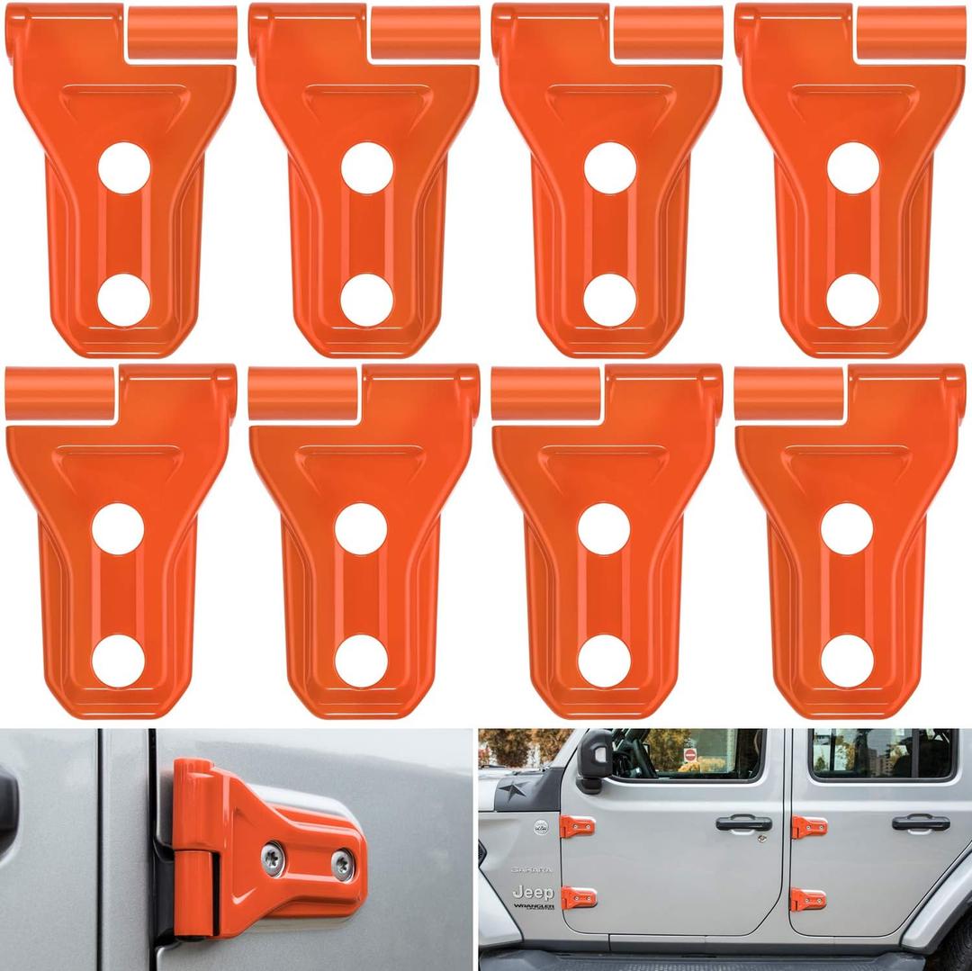 Door Hinge Cover Trim Exterior Accessories Decoration for 2018-2025 Jeep Wrangler JL JLU Sport Sahara Freedom Rubicon Unlimited & Gladiator JT 2-Door and 4-Door (Orange 8PCS)