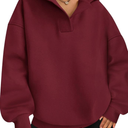 BTFBM Women's Oversized Hoodies Casual Fleece Long Sleeve V Neck Sweatshirts 2025 Trendy Spring Outfits Fall Clothes Size XL