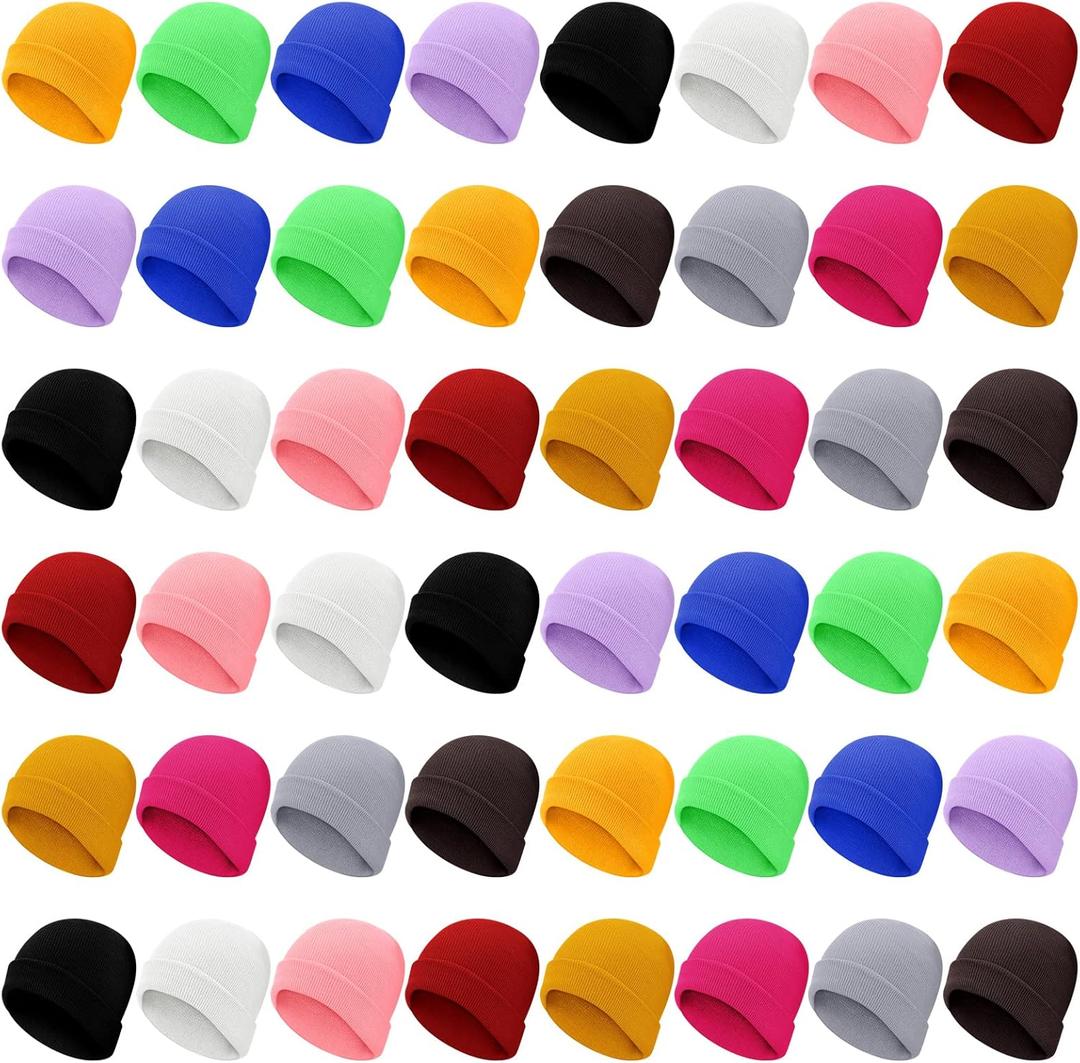 Jexine 72 Pcs Bulk Beanie Hats for Kids Knitted Hat Bulk for Boys Girls Children Homeless People Beanies