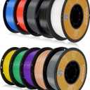 Kingroon PLA 3D Printer Filament, 10 Rolls, Dimensional Accuracy +/- 0.02 mm, 10kg Spool(22lbs), 1.75 mmBlack White Grey Red Blue Green Purple Skin Silver Yellow