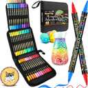 Betem Paint Markers Acrylic Paint Pens, Dual Tip 48 Colors Acrylic Markers with Brush Tip and Fine Point, Art Supplies for Wood, Canvas, Stone, Glass, Rock Painting Kit DIY Crafts Drawing Kit with Bag