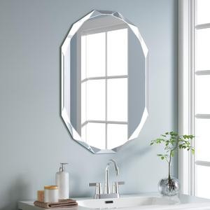 Silver Wall Mirror-Beveled Edge Frameless Mirror for Bathroom, Vanity, Bedroom, Rectangle Mirrors19.5X27.6inch