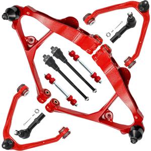 4WD AWD 10pc Front End Lower & Upper Control Arms Suspension Kit for Chevy GMC Silverado Sierra Avalanche Suburban Yukon XL 1500 Tahoe, 4 Control Arms w/Ball Joints 4 Tie Rods 2 Sway Bars