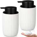 Lineshading 2 Pack Ceramic Foaming Hand Soap Dispenser Beige, Foam Dispenser with Black Pump 10 oz Speckled Rippled Refillable Liquid Lotion Soap Foam Bottle for Kitchen Bathroom (Foaming Pump)