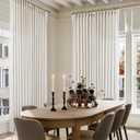 Extra Wide Linen Pinch Pleated Curtains 84 Inches Long 100 Inch Wide Patio Sliding Door Curtains Light Filtering Semi Sheer Pinch Pleat Drapes Cream Ivory Boho 100 x 84 Drapes for Living Dining Room