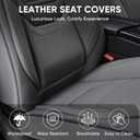 TIEHESYT Leather Seat Covers Front Pair with Lumbar Support & Headrest, Breathable and Waterproof Car Seat Cover, Universal Seat Covers for Cars, Trucks, SUVs, Airbag Compatible, Gray