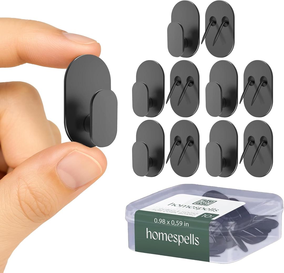 Metal Cubicle Hooks for Fabric Walls Cubical Wall Hooks, Versatile Use Pins & Picture Hangers Hook for Work, Cork Board & Wall Decor 10 Pcs Push Pin Hooks Office Cubicle Accessories, Organizers, Black