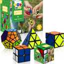 STEAM Life Speed Cube Set 5 Pack Magic Cube | Includes Speed Cubes 3x3, 2x2 Speed Cube, Pyramid Cube, Megaminx Cube Puzzle Cube Bundle for Kids & Adults