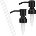 2 Pack Black 304 Stainless Steel Soap Dispenser Pump Replacement Standard 28/400 Thread for Regular Mouth Bottles Lotion Soap Dispenser for Kitchen Bathroom