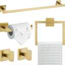 TQKAG 5-Piece Bathroom Accessories Set Brushed Gold Bathroom Hardware Set SUS304 Stainless Steel Classic Wall Mounted Towel Bar Sets 23.6" Towel Rack for Bathroom, Brushed Gold