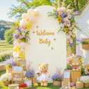 Ivory Arch Backdrop Cover for Wedding, 7.2FT Ivory Arch Cover Stretchy Backdrops, Double-Sided Arch Stand Covers for Wedding Ceremony, Baby Shower, Birthday Party Decoration