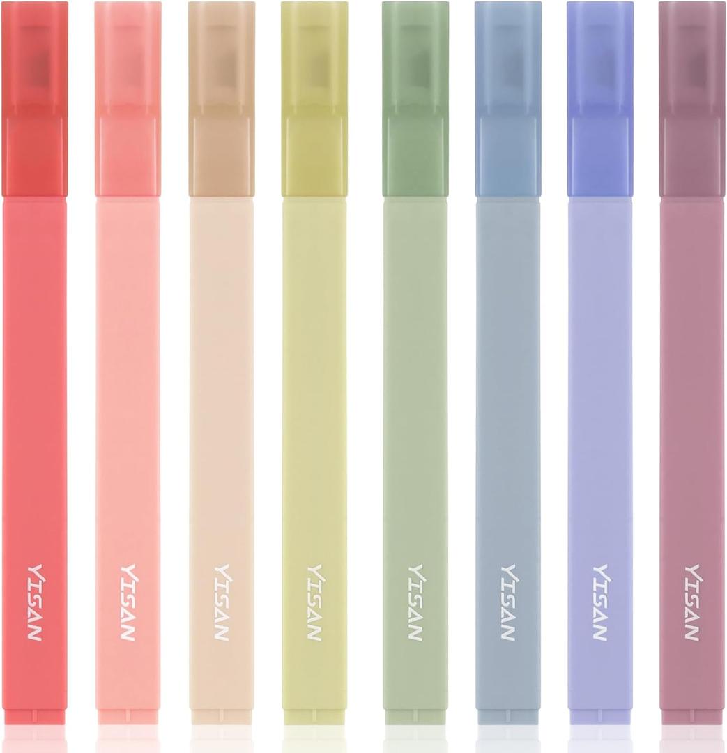 YISAN Highlighters Assorted Colors No Bleed,Book Highlighters Bible Pens,Soft Tip for Journal,Aesthetic,Vintage,70931 (Pastel)