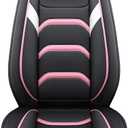 Leather Car Seat Covers,Full Coverage Seat Covers Full Set,Universal Automotive Seat Covers for Cars,SUVs,Trucks and Sedans (Black&Pink, Full Set)