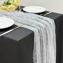 AerWo 10FT Silver Table Runner, Boho Metallic Foil Glitter Sheer Sequin Table Runners 120 Inches Long, Wedding Centerpiece Tables Decorations for Party Supplies Home Birthday Wedding Decor